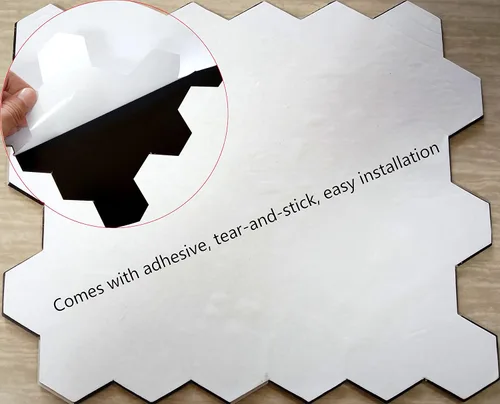 Vista 5 de YMMXGE - Azulejo de pared de PVC autoadhesivo para cocina, baño, 10 hojas de despegar y pegar, adhesivo de aluminio hexagonal autoadhesivo, 12 x