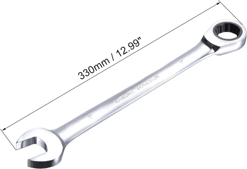 Vista 2 de uxcell Llave combinada de carraca de 1 pulgada SAE de 72 dientes y 12 puntos, llave de caja abierta de trinquete, herramientas Cr-V
