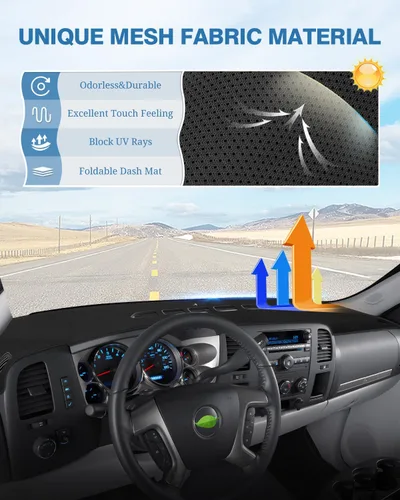 Vista 5 de FIILINES - Cubierta para tablero, accesorio para tablero de malla antideslizante, parasol sin reflejos, compatible con Chevrolet Silverado/GMC