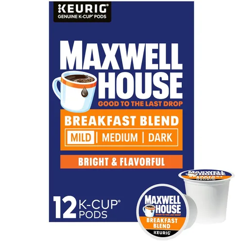 Maxwell House - Cápsulas de café tostado suave Breakfast Blend para Keurig K-cup (caja de 12 cápsulas)