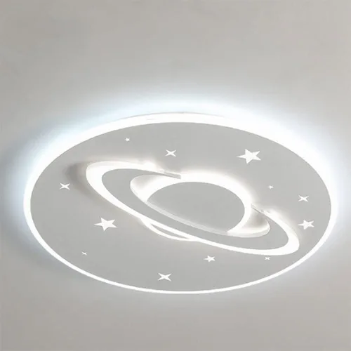 Vista 3 de FXJ Modern Cartoon Planet Ceiling Light LED Flush Mount Ceiling Lamps Chandeliers 3-Lights Dimmable Close to Ceiling Lighting Fixtures for Kids
