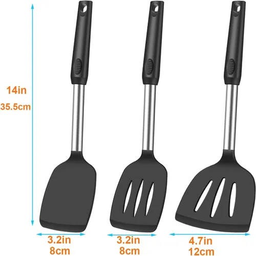 Vista 7 de KLAQQED Juego de espátulas de silicona resistente al calor para utensilios de cocina antiadherentes, espátula de silicona de goma, espátula
