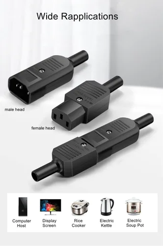 Vista 5 de Fielect C14 Adaptador de enchufe de alimentación Conector de alimentación CA Enchufe de alimentación AC110-250V 10A 3 pines Terminales Adaptador