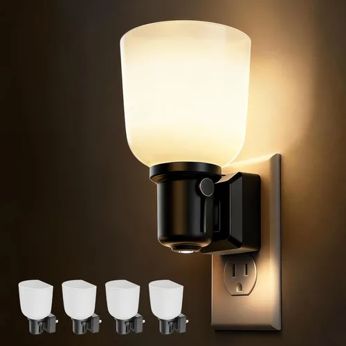 Vista 8 de L LOHAS LED Luces Nocturnas que se Enchufan a la Pared, Luz Nocturna que Cambia de Color con Enchufe Giratorio, Varilla de Metal con Bola