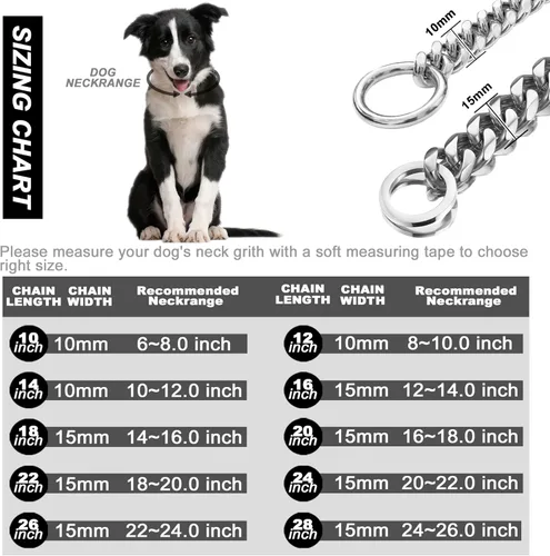 Vista 5 de Loveshine Collar de cadena para perro, cadena de eslabones cubanos de plata pulida de 0.59 pulgadas de grosor, collar de cadena de metal de acero