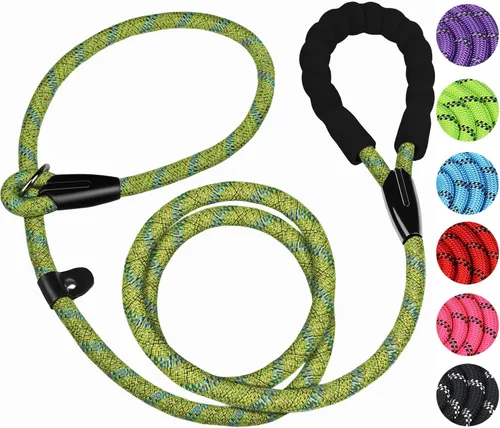 Vista 17 de Correa para perro de 3.9 pies, duradera, de alta calidad, resistente, con mango acolchado cómodo e hilos altamente reflectantes para perros Negro