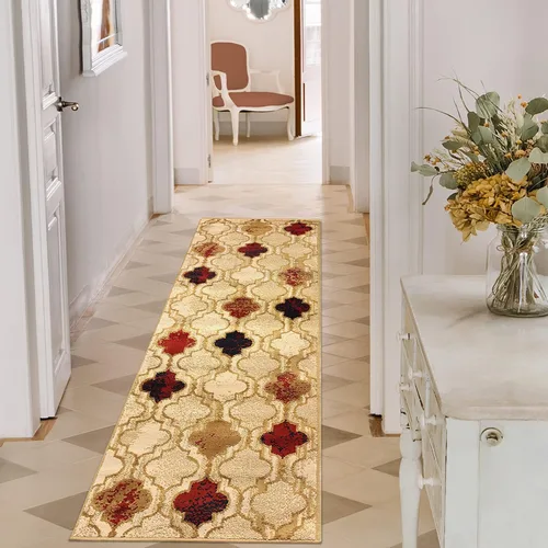 BLUENILEMILLS BNM - Alfombra de pasillo para interiores con respaldo de yute, perfecta para cocina, dormitorio, madera dura, sala de estar, Beige