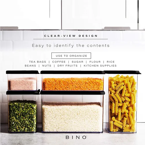 Vista 3 de BINO Recipientes herméticos para almacenamiento de alimentos con tapas, 0.9 cuartos de galón27.7 fl oz, color negro - Recipientes herméticos