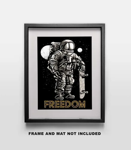 Vista 3 de Freedom Skateboarding Fine Art Print- 11x14 Unframed Wall Art Print- Gift for Skateboard Fans, Future Astronauts, Astronomers, Science Lovers