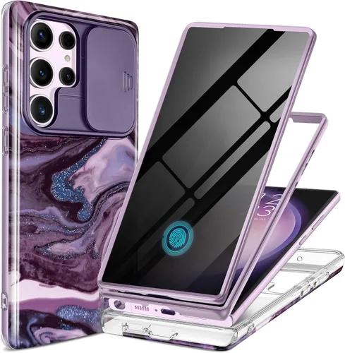 Vista 13 de GVIEWIN para Samsung Galaxy S23 Ultra Funda con cubierta deslizante para cámara, [Protector de pantalla incorporado] [2 Marcos frontales] Funda