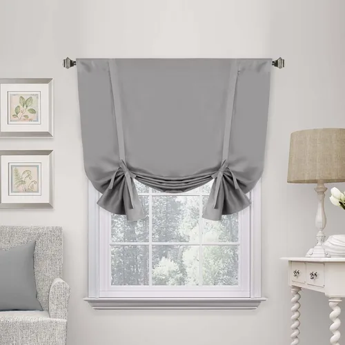 Vista 9 de H.VERSAILTEX - Cortina opaca con ojales, aislante térmica, panel de bolsillo para varilla, cortina corta para baño, cortina con lazo para ventana