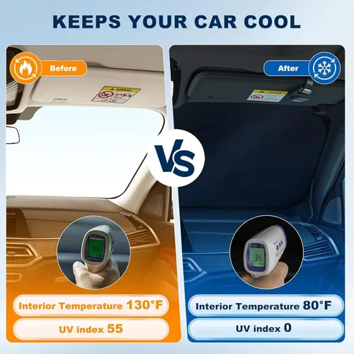 Vista 5 de Car Front Windshield Sunshade for HR-V 2015-2018 2019 2020 2021 2022 2023 2024 2025, Foldable Windscreen Sun Shade Anti-UV Sun Heat Protection Black