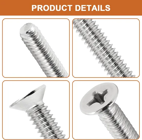 Vista 3 de Tornillos de máquina Phillips de cabeza plana de 25 piezas, 1/4-20 x 2, tornillos de montaje de dispositivo de acero inoxidable 304 tornillos