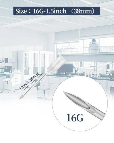 Vista 2 de Agujas desechables de 16 calibre y 3,81 cm - Paquete individual de 100 piezas de accesorios industriales Luer Lock, herramientas de laboratorio