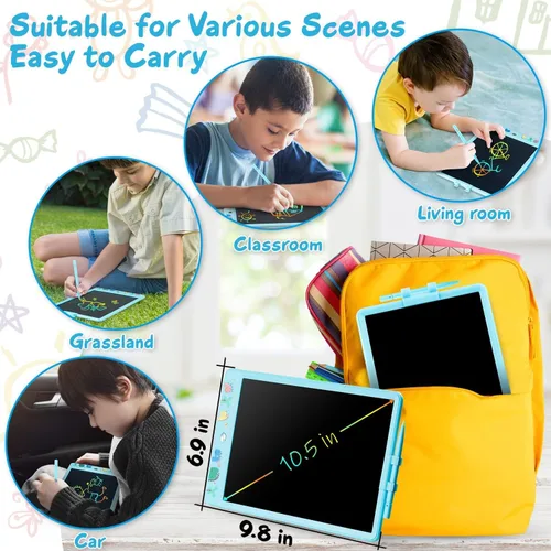Vista 3 de Tableta de escritura LCD para niños, tableta de dibujo de 10.5 pulgadas, tablero de garabatos, almohadillas de dibujo electrónico coloridas