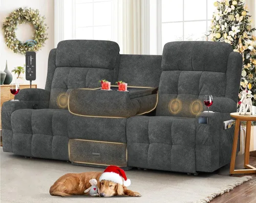 Vista 8 de Sofá de dos plazas reclinable, sofá de dos plazas reclinable de masaje con gran capacidad de peso, sofá de dos plazas para RV en liquidación