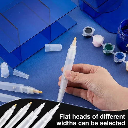 Vista 4 de Juego de 6 marcadores de pintura de recambio en blanco de doble extremo recargables, marcadores vacíos recargables para pintar, rellenar con tu