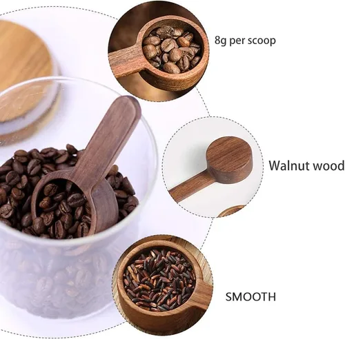 Vista 4 de Woodpool Juego de cucharas medidoras de madera, cucharas medidoras de cocina, cucharas medidoras de té, café, azúcar, especias, herramientas