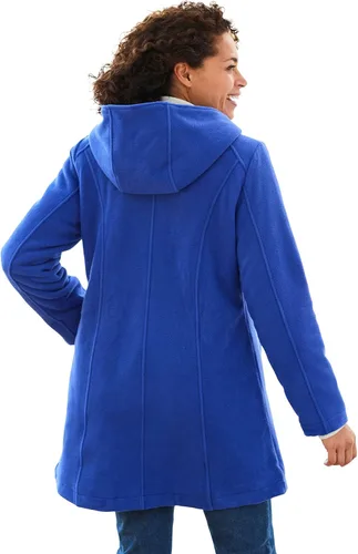 Vista 3 de Woman Within Peacoat de forro polar con capucha y doble botonadura en talla grande para mujer