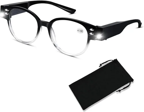 Gafas de lectura con luces LED brillantes para lectura con lupa para leer a la moda, bloqueo de luz azul, lupa, lector nocturno, mujeres y hombres,