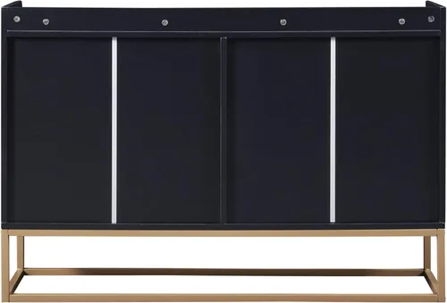 Vista 5 de LUMISOL Armario de almacenamiento moderno con puertas y base de metal, aparador de cocina de madera con estantes ajustables para espacios pequeños