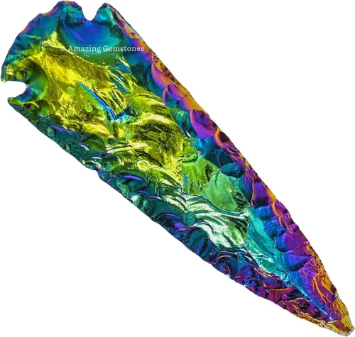 Vista 13 de Amazing Gemstone Punta de flecha de cuarzo Aura de Titanio, cristal y piedra curativa, cabeza de flecha de roca pedernal – 2 a 3 puntas de flecha