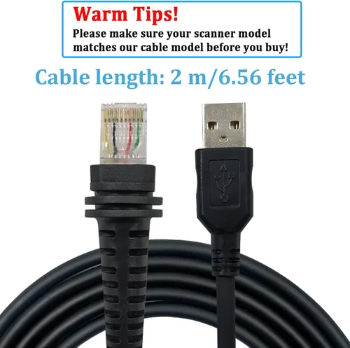 Vista 2 de Cable USB para escáner de código de barras Honeywell, cable USB a RJ45, CBL-500-300-S00 1900GHD 1900GSR 1902GHD 1902GSR 1300G 1250G 1400GH 1450G