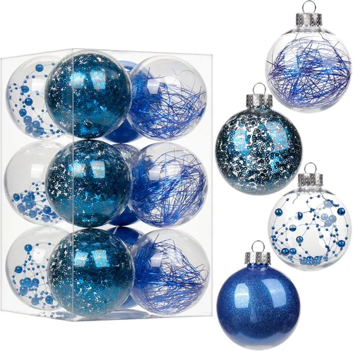 Vista 20 de Briful Bolas de Navidad de plástico transparente inastillables de 3.150 in/3.15 pulgadas, juego de bolas de Navidad decorativas transparentes