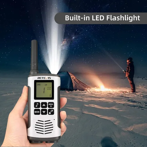 Vista 8 de Retevis Walkie Talkies RT45 para adultos, Walkie Talkie de largo alcance, radios FRS recargables con batería, linterna NOAA SOS, para camping