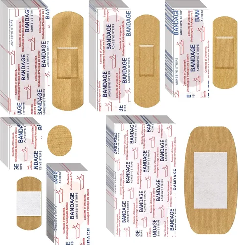 Varios vendajes adhesivos de tela flexible, paquete variado familiar, pequeños y cómodos vendajes de tela redondos (300 piezas)