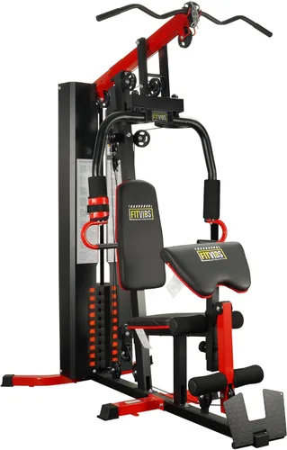 Fitvids Home Gym Equipment, Multifunctional Full Body Workout Weight Machine Station with Weight Stack, All in One Exercise Equipment with Pulley