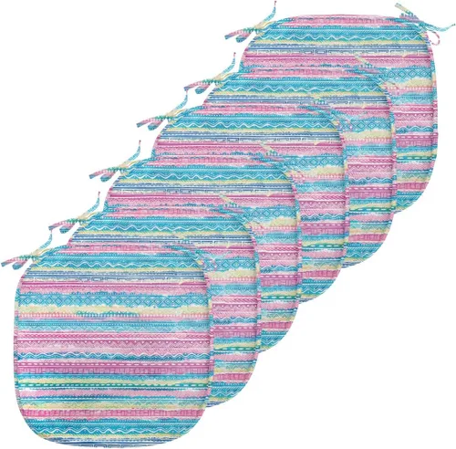 Vista 147 de Ambesonne Grunge Chair Seating Cushion, Retro Striped Background Pineapple Vintage Hippie Graphic, Anti-Slip Seat Padding for Kitchen & Patio