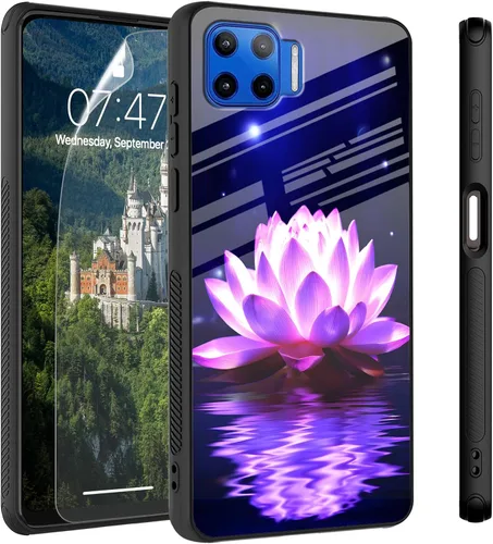 Vista 70 de Funda para Motorola Moto Edge 2022, cubierta trasera de vidrio templado con protector de pantalla, funda protectora a prueba de golpes para Motorola