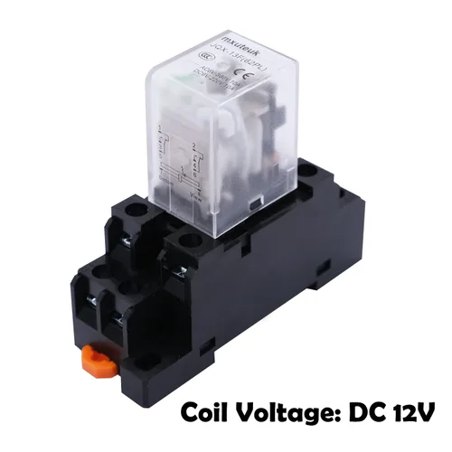 Vista 5 de mxuteuk 2 unidades JQX-13FL DC 12V Bobina de 8 pines de 10A DPDT con indicador LED Relé de potencia electromagnético, con base, con riel DIN