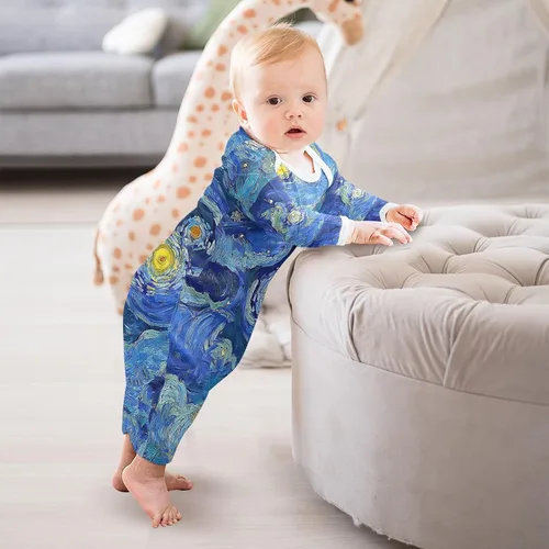 Vista 4 de Camisón de algodón de manga larga para recién nacido, para niñas y niños, ropa esencial de 0 a 12 meses