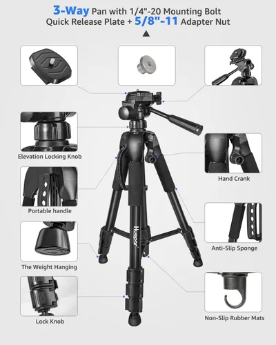 Vista 4 de Huepar - Trípode de nivel láser, trípode de altura extensible de 56 pulgadas para láseres de línea, láseres puntuales, medidas de distancia láser