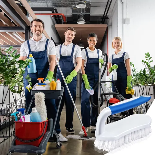 Vista 5 de Lallisa 12 piezas de cepillos para limpieza con mango cómodo de agarrar, resistente, cerdas rígidas, flexibles, cepillos a granel para ducha, baño