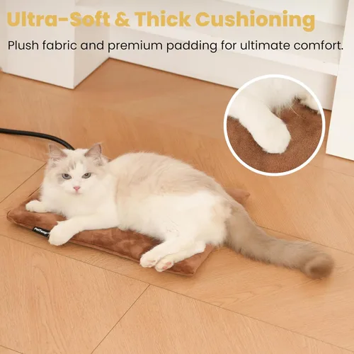 Vista 7 de Almohadilla térmica para mascotas para gatos y perros, interior y exterior, impermeable, con calefacción, cama para perros, cable resistente a