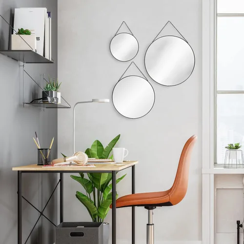 Vista 5 de Scott Living Espejos redondos enmarcados con cadenas juego de 3 negro