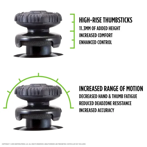 Vista 5 de KontrolFreek FPS Freek Battle Royale Nightfall for PlayStation 4 (PS4) and PlayStation 5 (PS5) Performance Thumbsticks 2 High-Rise Convex Black