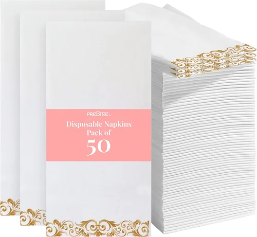 Vista 8 de Prestee Servilletas rojas para mesa, desechables, toallas de mano de papel suaves y absorbentes para cenas y todo tipo de eventos, servilletas