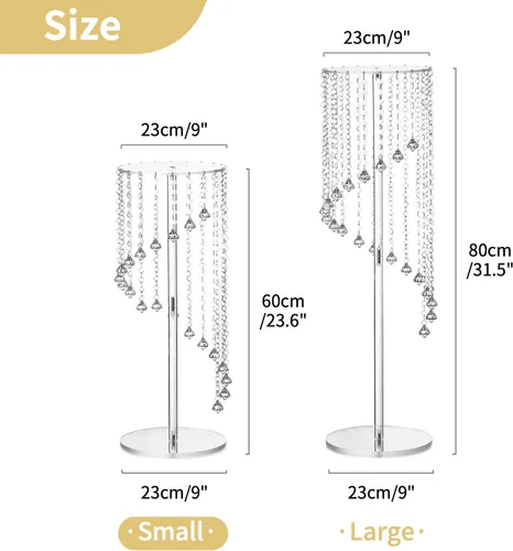 Vista 5 de Nuptio Jarrones de flores para centros de mesa de boda, 2 piezas de 23.6 pulgadas de alto para jarrón acrílico para decoración de mesa de centro