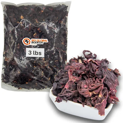 Flores de hibisco de 3 libras - Bolsa Flor de Jamaica, flores secas de hibisco - Ideal para jugos, infusiones y tés de flores de hibisco - My Global