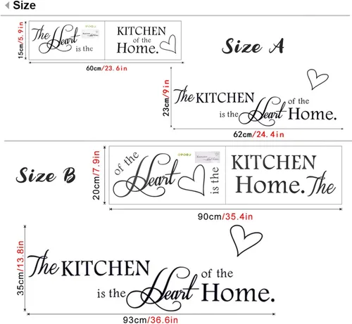 Vista 4 de Adhesivos de pared con cita "The Kitchen" para cocina y comedor, vinilo para decoración del hogar (tamaño B)