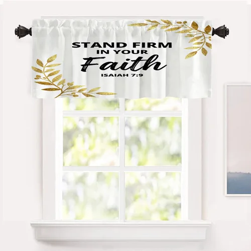 Vista 11 de Shrahala Cortinas blancas S inspiradoras para ventanas de cocina, cortinas negras con palabras cristianas para cafetería, cortinas opacas