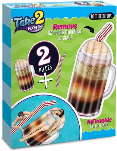 Flotador de cerveza de raíz y fideos – Tubo flotante de piscina, balsas inflables para niños y adultos – Flotador inflable grande para natación en