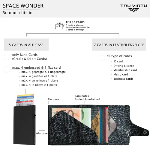 Vista 2 de Tru Virtu Cartera CLICK & SLIDE Cuero, Croco BlackBlack