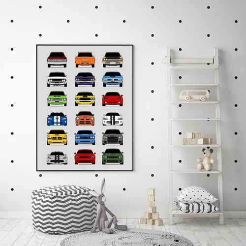 Vista 6 de Custom Car Posters Handmade Poster compatible with Dodge Evolution Print Wall Art Décor Best of Dodge Generations- Multi, 8x10 Metallic Print