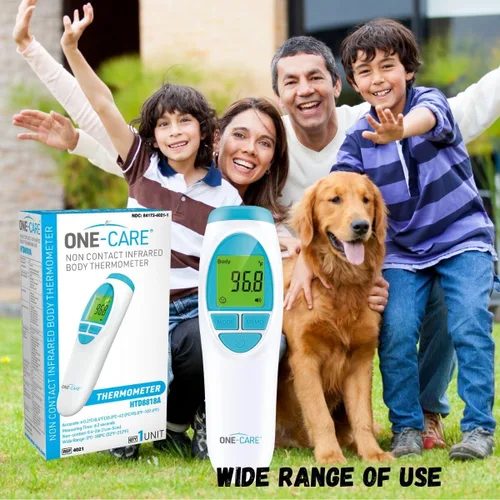 Vista 6 de ONE-CARE Termómetro infrarrojo HTD8818A – Sin contacto, termómetro Homedics, alta precisión, lectura rápida, temperatura corporal y ambiente, bebé