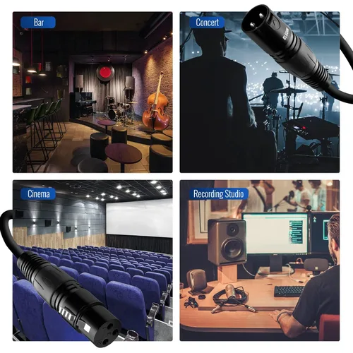 Vista 6 de Cable XLR de Micrófono de 15 Pies, Elecan Cable de Altavoz XLR Balanceado de Servicio Pesado (De 25-200 Pies) Cable de Micrófono Blindado de 3 Pines